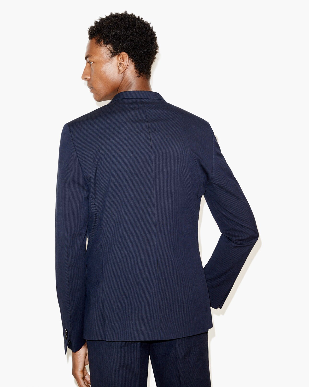 The Kooples HOMME DARK BLUE / BLACK veste costume seersucker