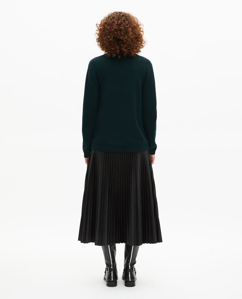 The Kooples F FOREST dark green wool stand-up collar sweater