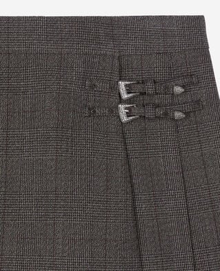 The Kooples FEMME BROWN jupe courte prince de galles en laine marron