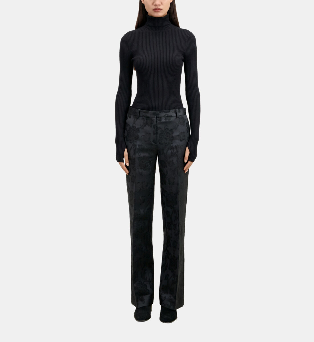 Pantalon tailleur noir fleuri The Kooples France
