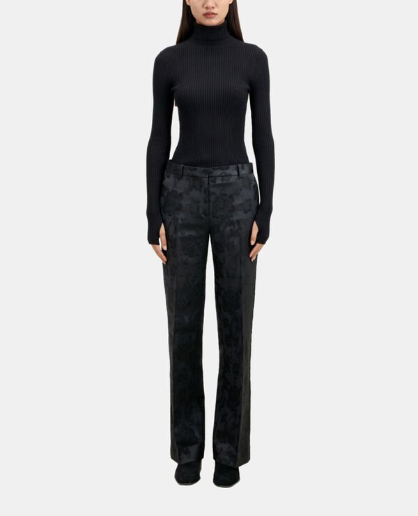 pantalon tailleur noir fleuri