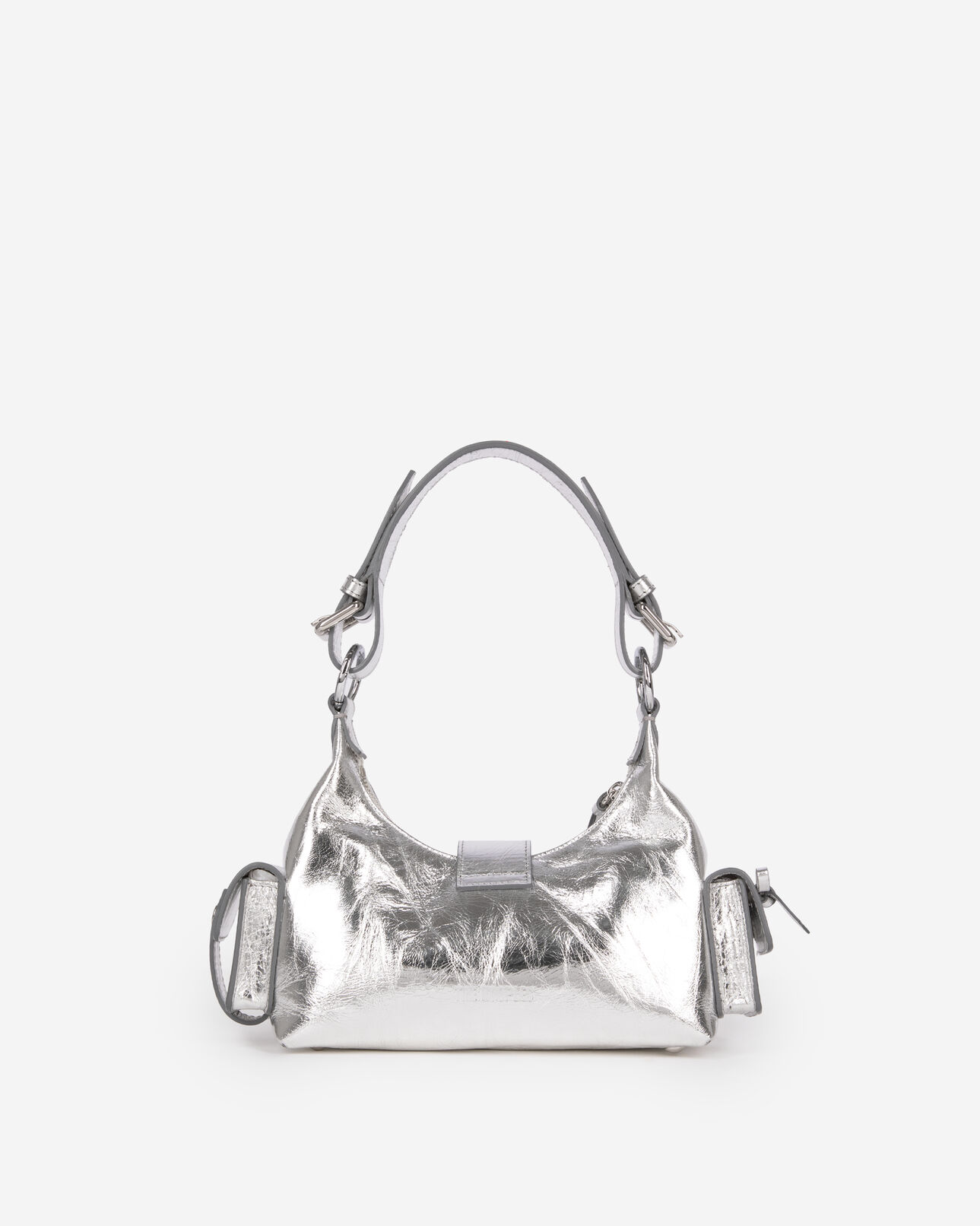 The Kooples WOMEN SILVER amelia small bag in silver crackle leather