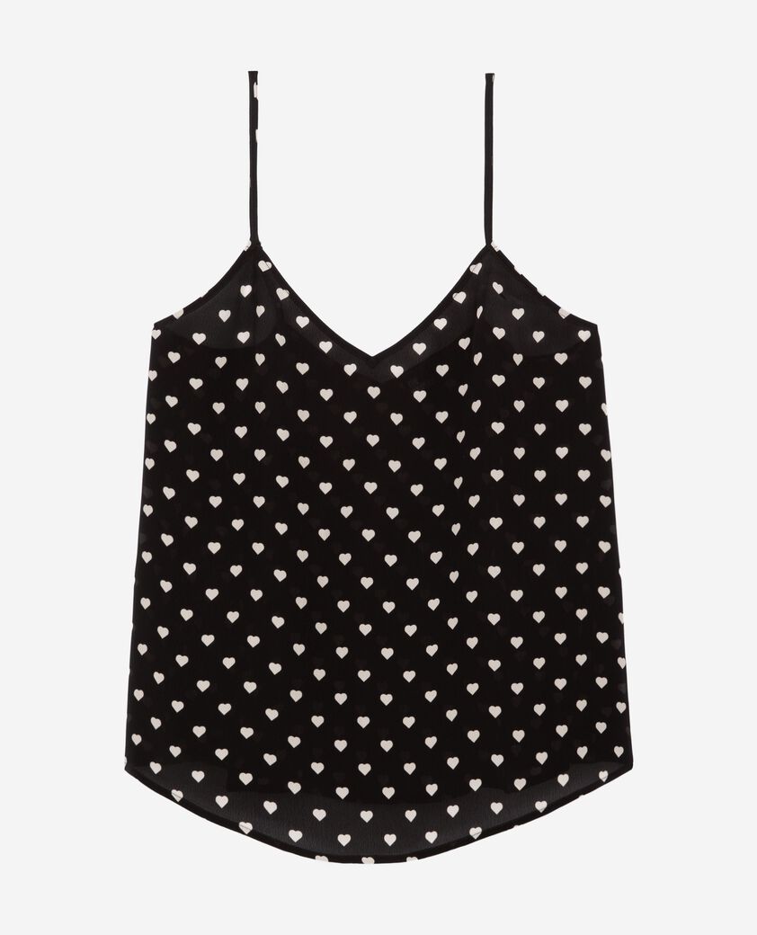 The Kooples WOMEN BLACK WHITE black heart print camisole