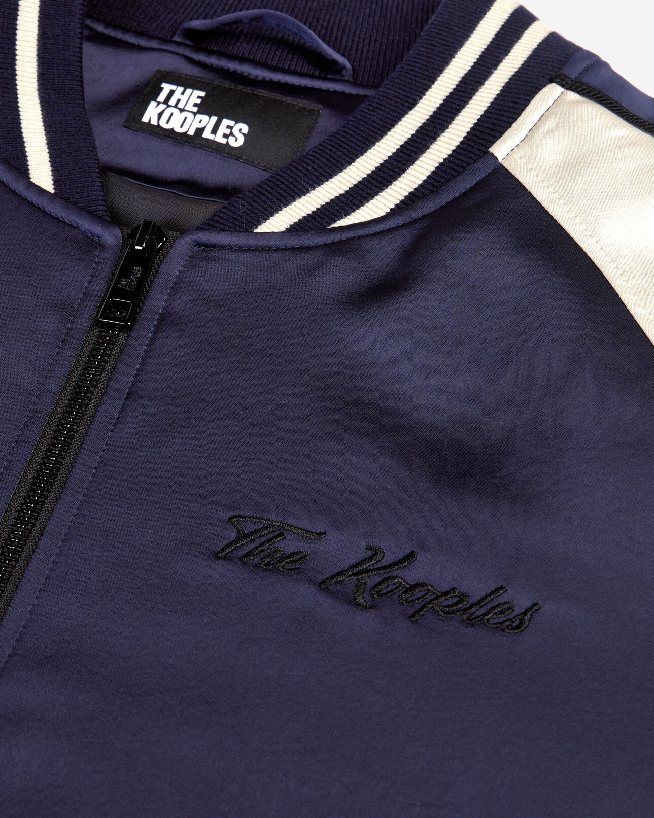 The Kooples MEN NAVY navy blue satin jacket with dragon embroidery