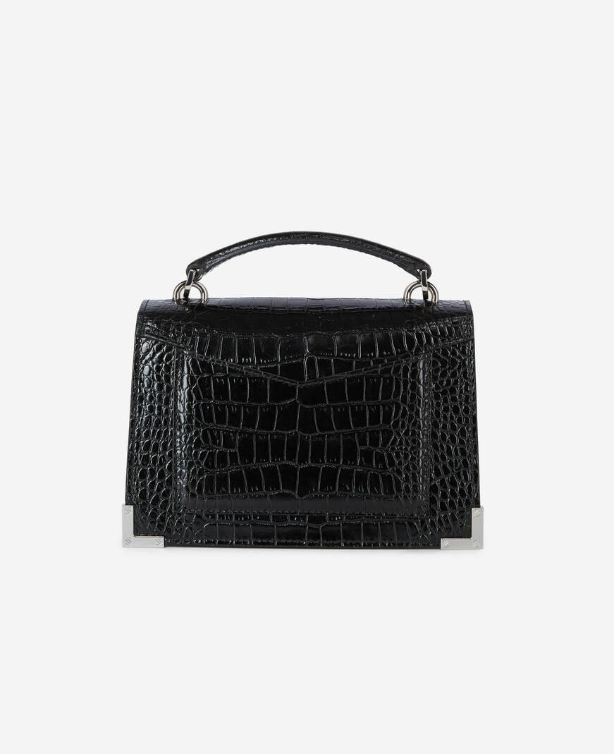 The Kooples DAMEN BLACK emily kleine tasche mit krokodileffekt aus schwarzem leder