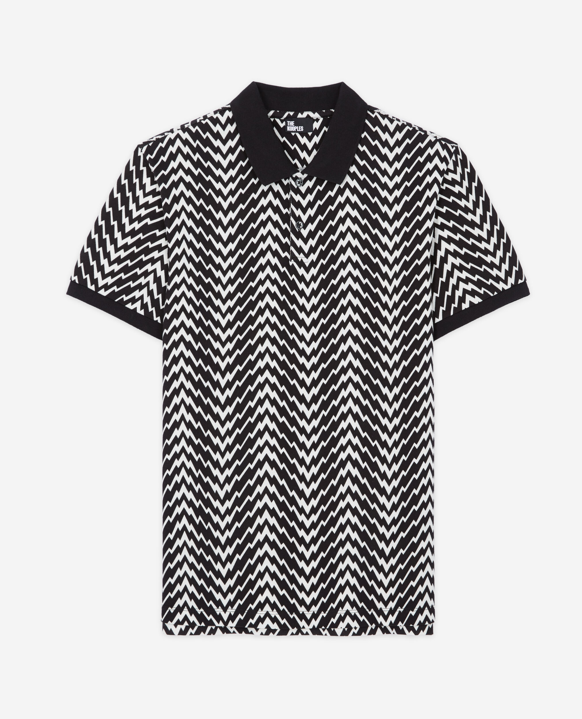 Printed polo shirt, BLACK / WHITE, hi-res image number null