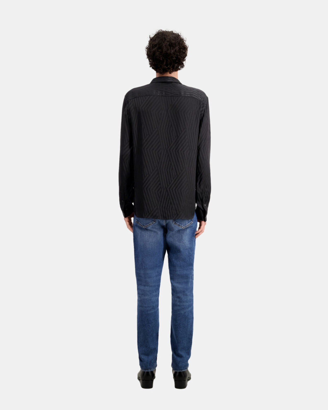 The Kooples MEN BLACK black geometric jacquard shirt
