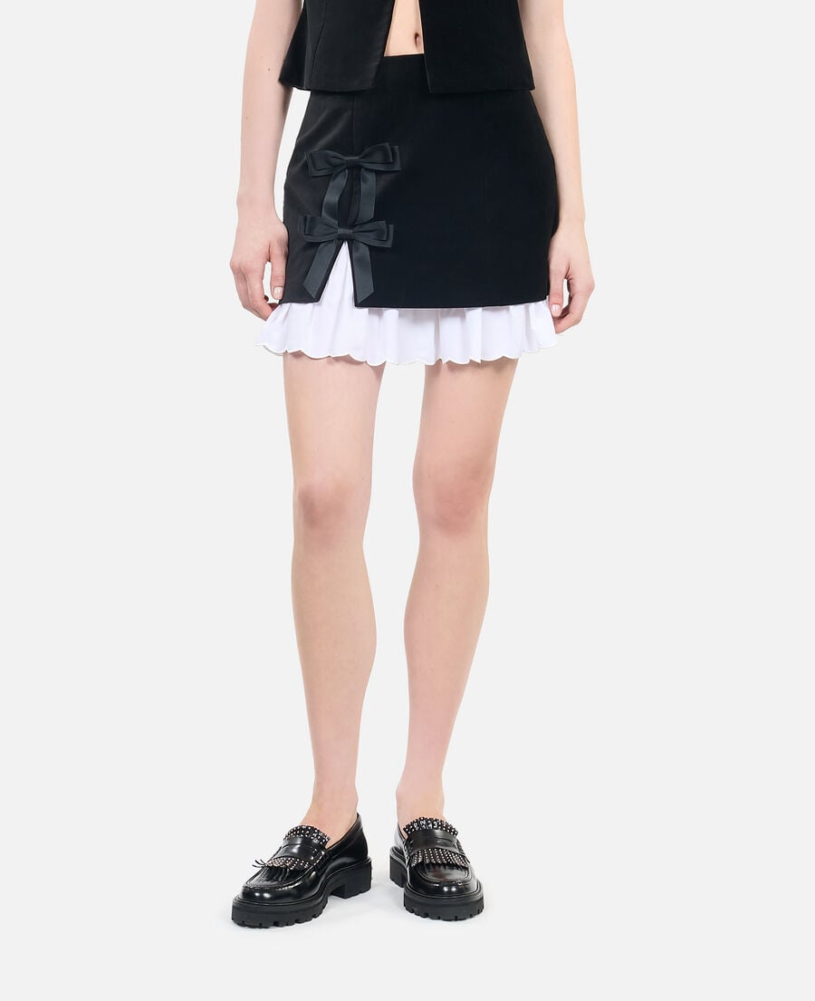 The Kooples WOMEN BLACK short black velvet skirt 
