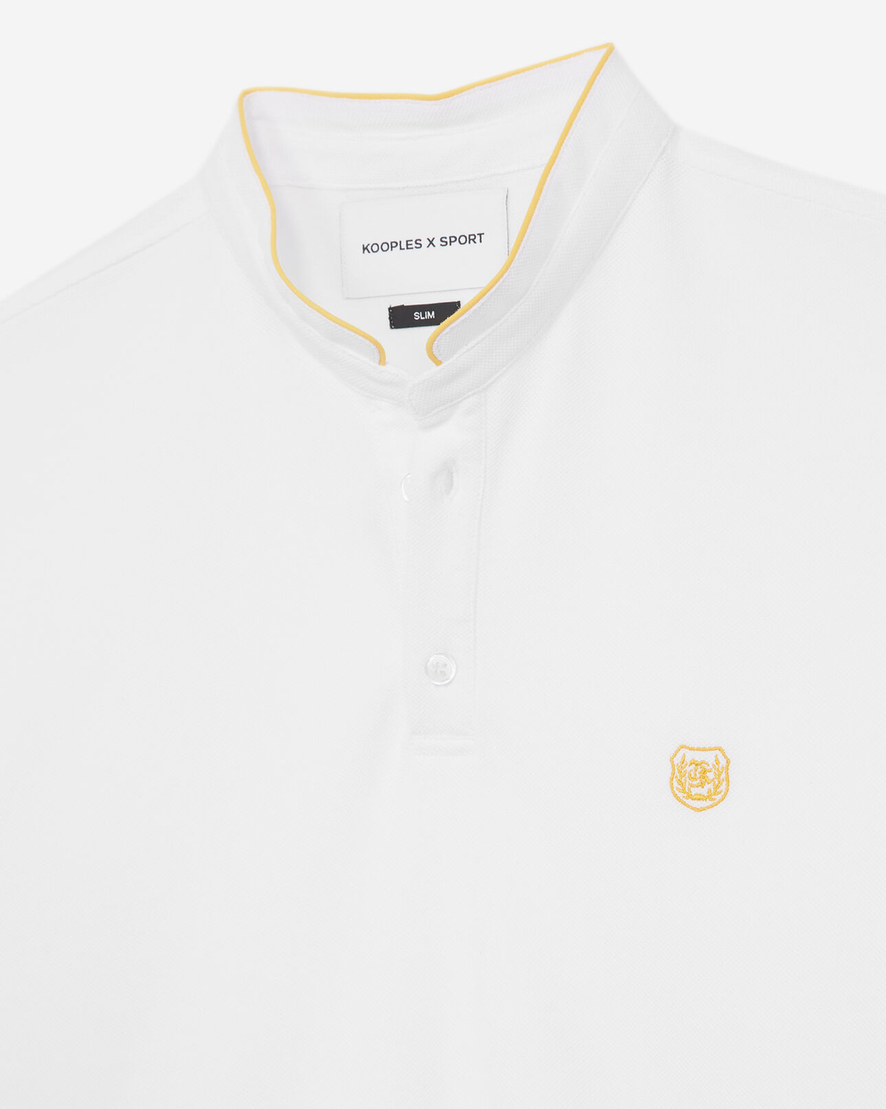The Kooples H WHITE / DEEP YELLOW yellow cotton polo shirt with officer collar