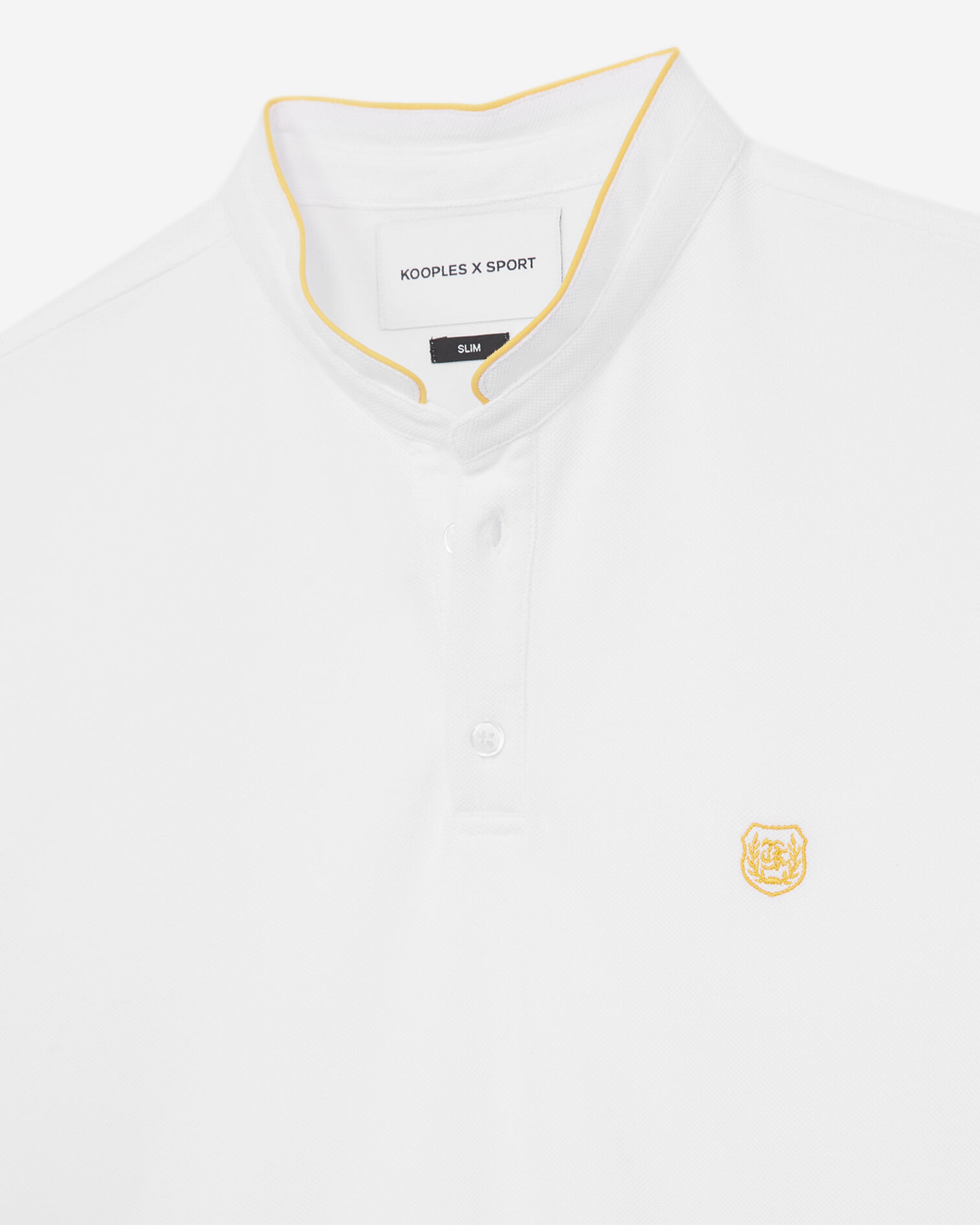 Yellow cotton polo shirt with officer collar, WHITE / DEEP YELLOW, hi-res image number null