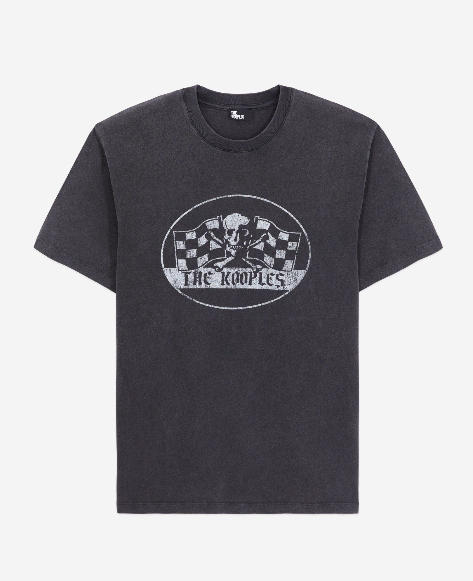 The Kooples HOMME BLACK WASHED t-shirt homme noir avec sérigraphie racing skull