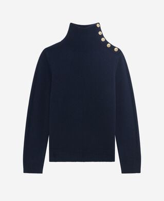 The Kooples FEMME NAVY pull col montant en laine marine