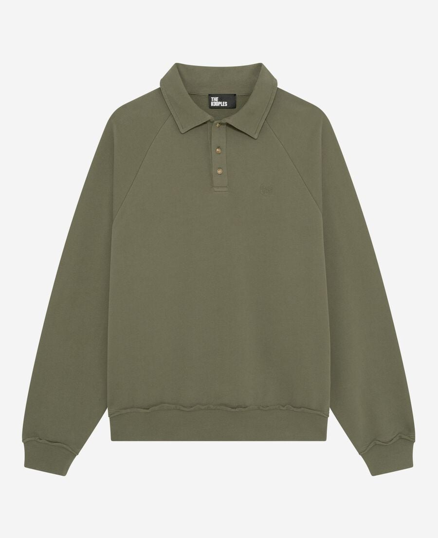 The Kooples MEN KAKI khaki polo-neck sweatshirt
