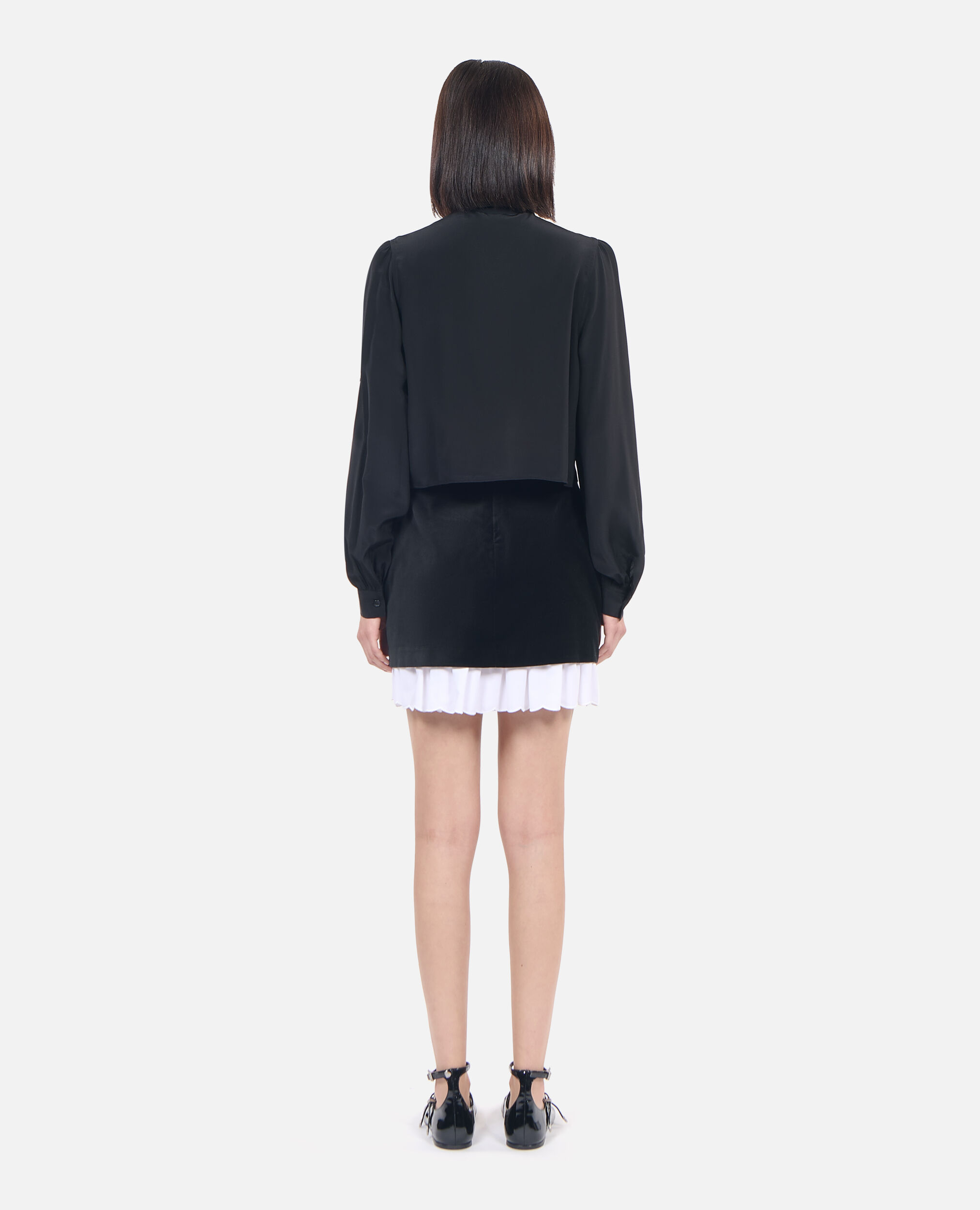 Short black silk shirt, BLACK, hi-res image number null