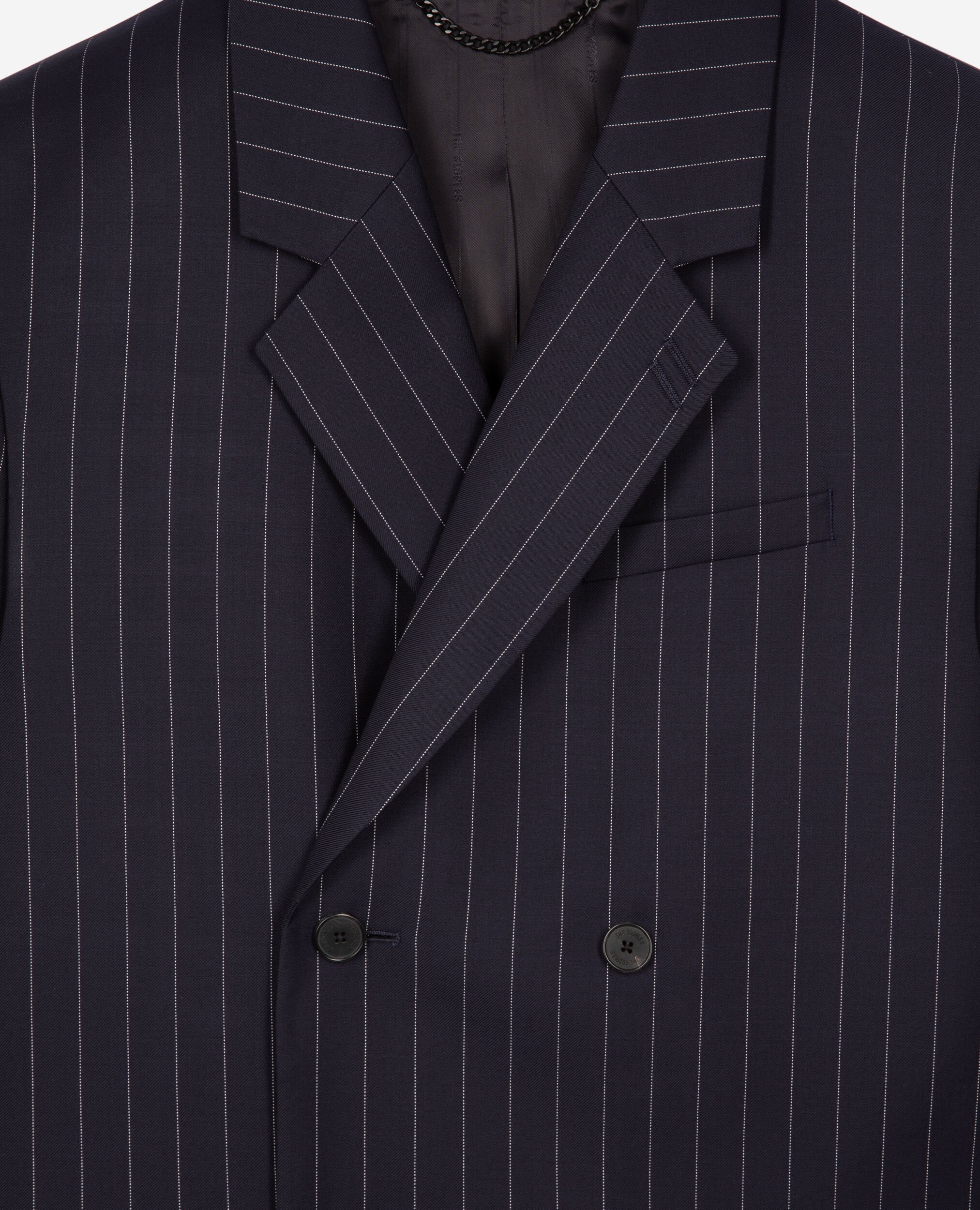 Blue striped wool suit jacket, DARK NAVY, hi-res image number null