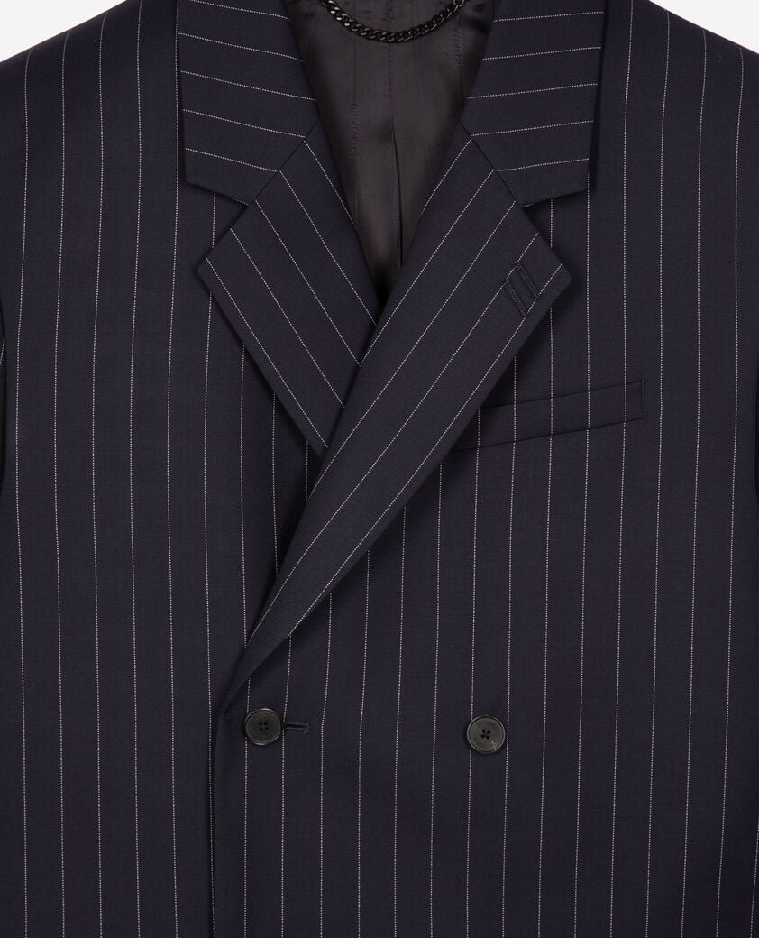 The Kooples HOMME DARK NAVY veste de costume en laine à rayures bleue foncée