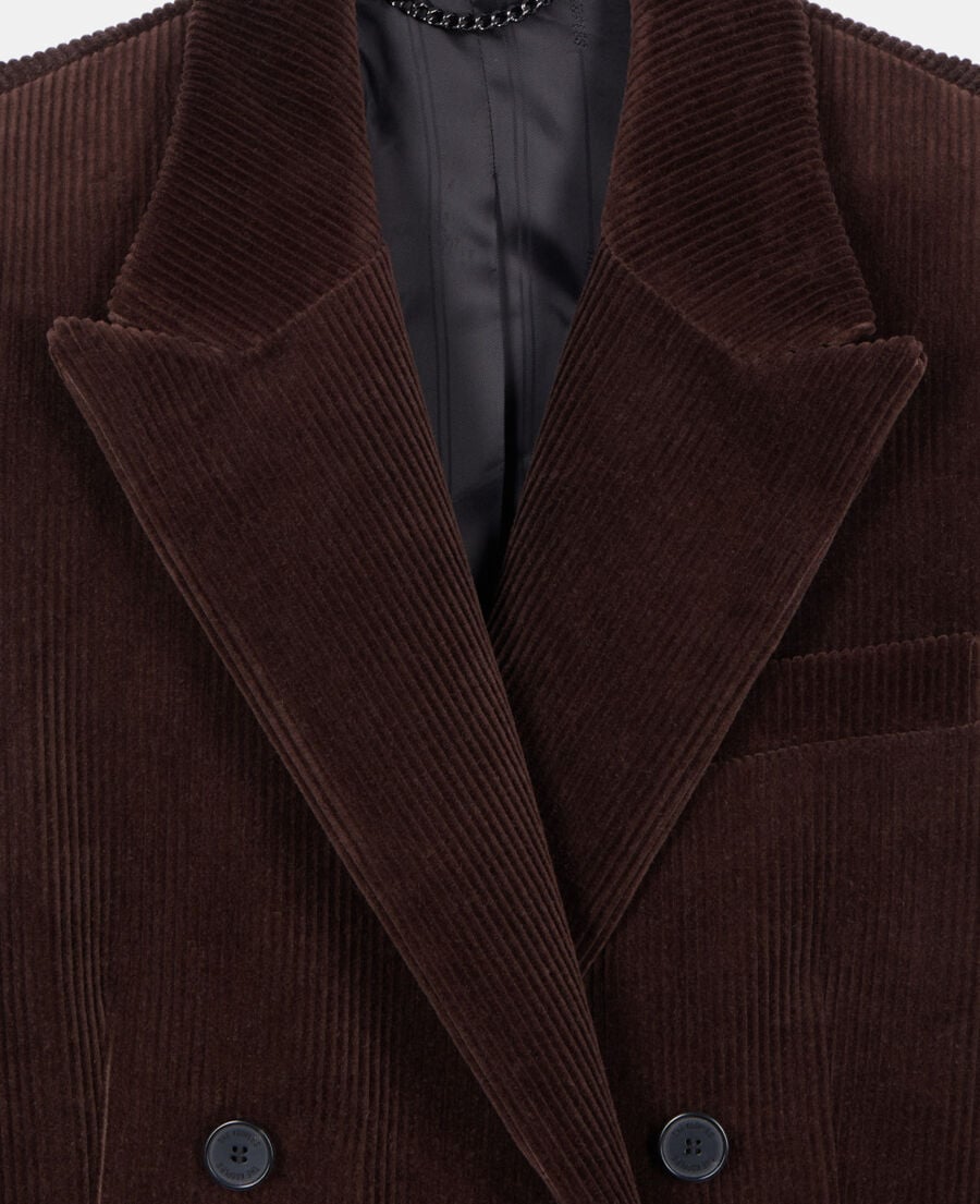 The Kooples FEMME BROWN veste tailleur en velours côtelé marron