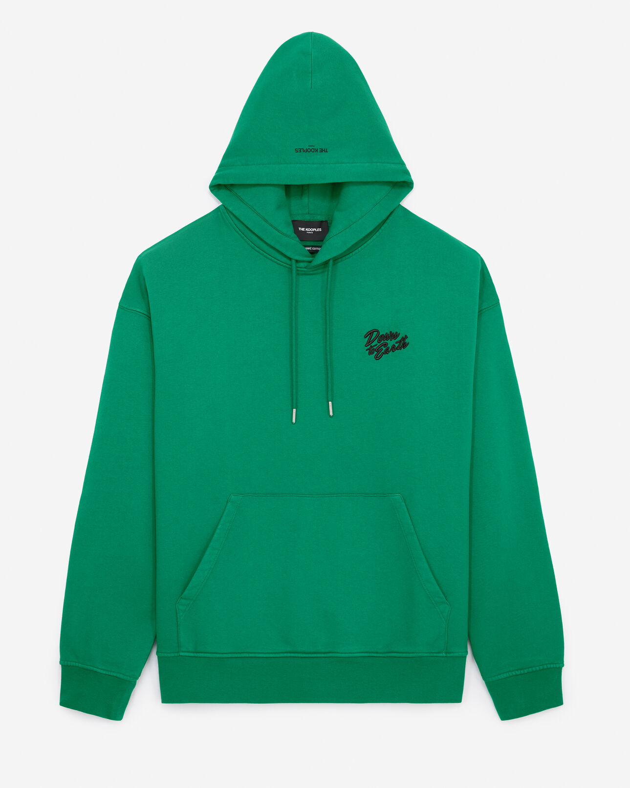 The Kooples HOMME GREEN sweat capuche vert coton à logo