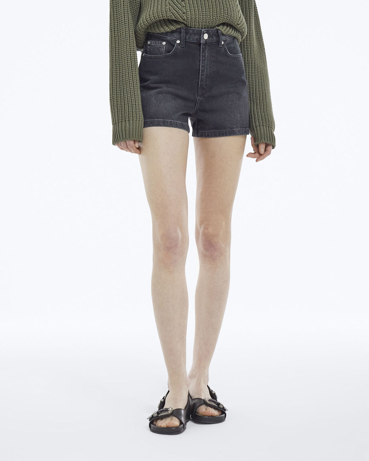 The Kooples FEMME BLACK WASHED short coupe mom