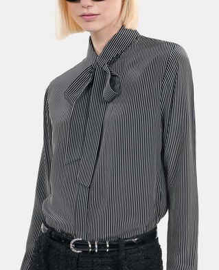 The Kooples F BLACK WHITE striped silk shirt