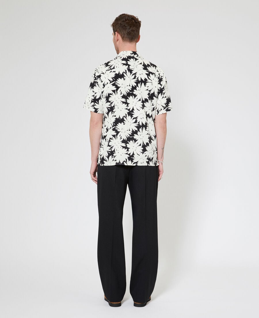 The Kooples HOMME BLACK WHITE chemise manches courtes imprim&eacute; fleuri noire