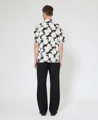 The Kooples HOMME BLACK WHITE chemise manches courtes imprim&eacute; fleuri noire