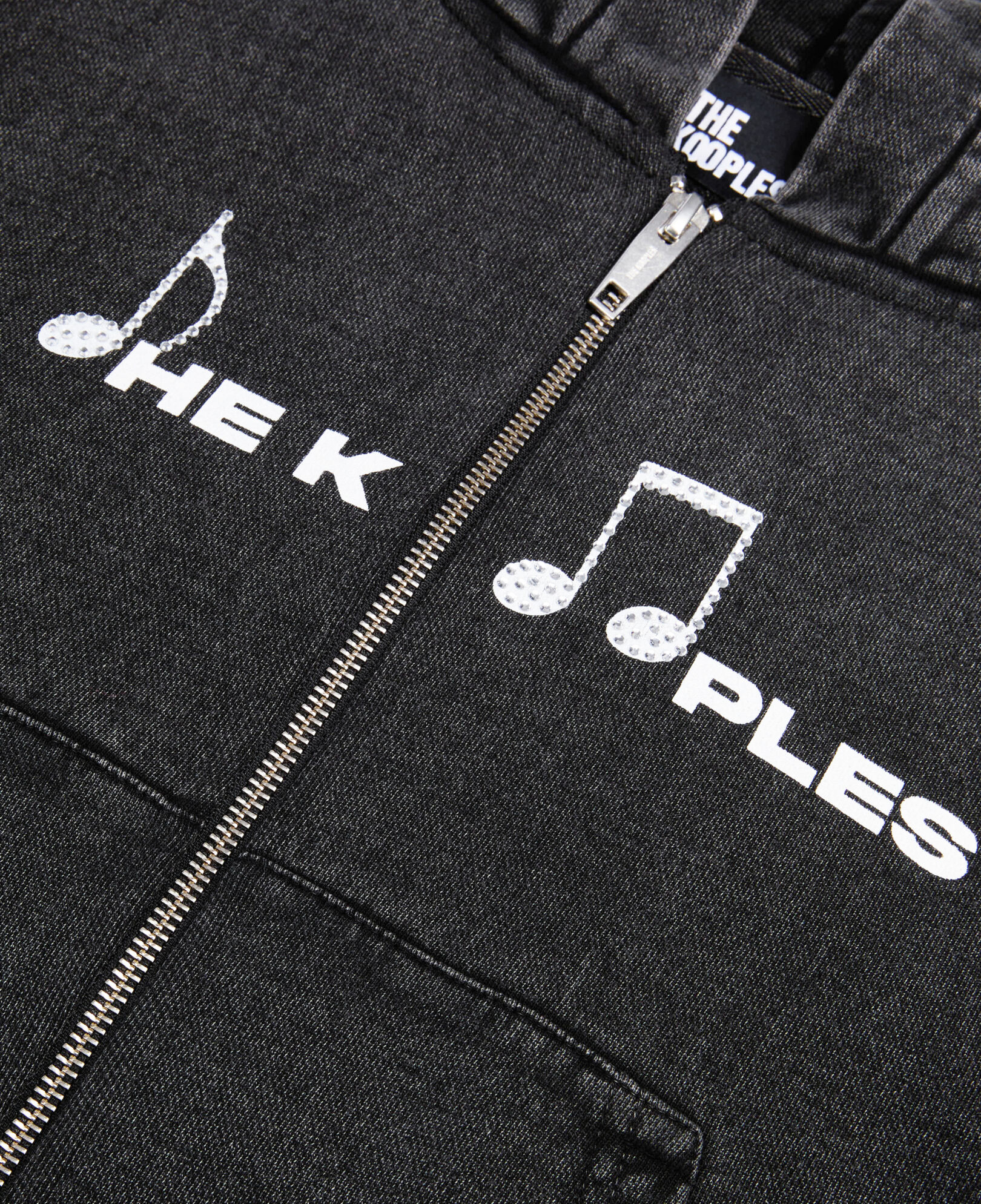 The Kooples F BLACK WASHED black hoodie with serigraphy