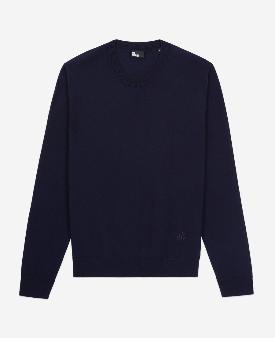 navy blue merino wool sweater