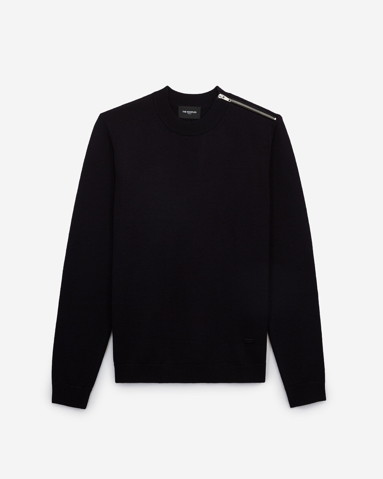 The Kooples MEN DARK NAVY navy blue merino wool sweater with zip