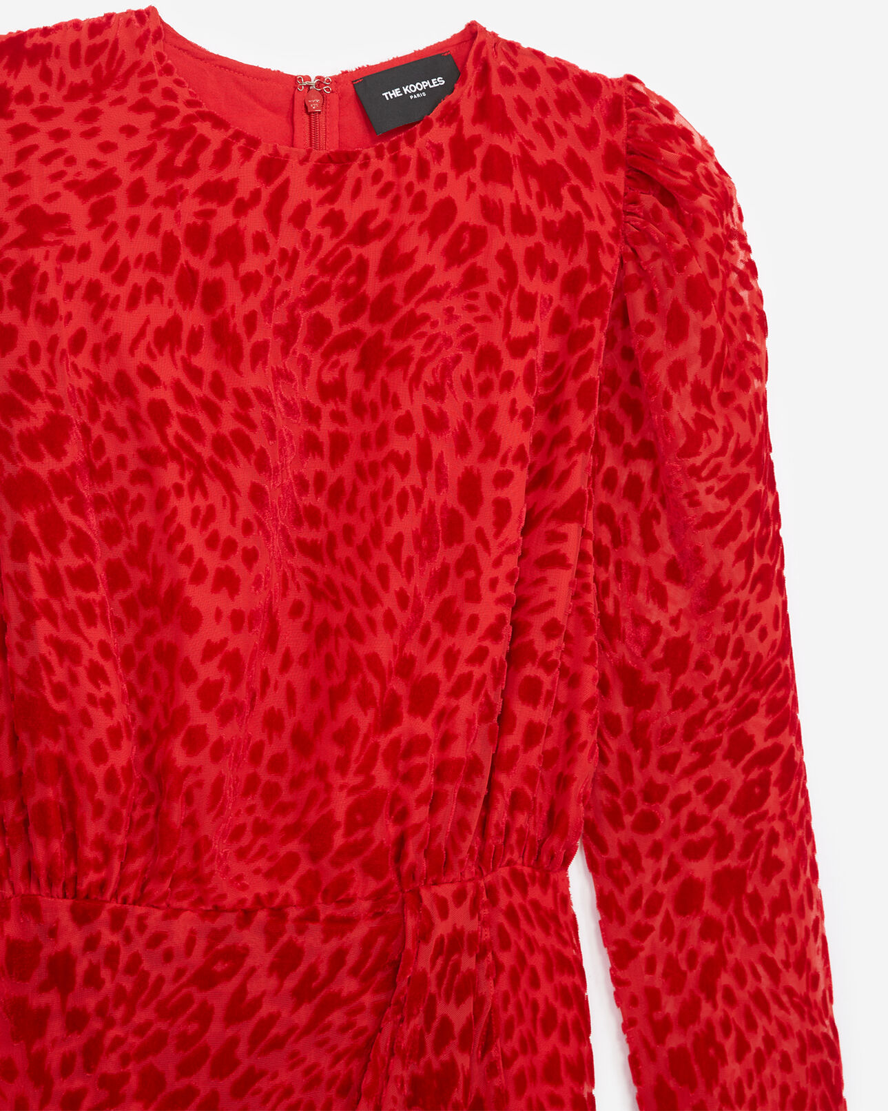 The Kooples WOMEN RED short red dress with puffed sleeves