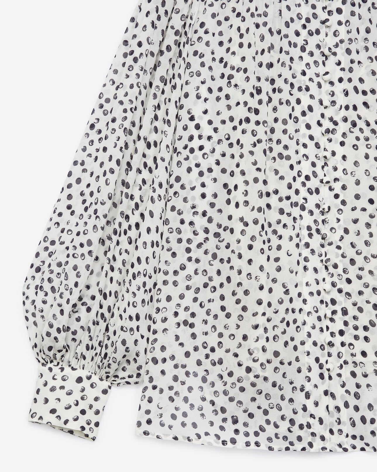 The Kooples FEMME WHITE / NAVY top fluide blanc manches longues à pois