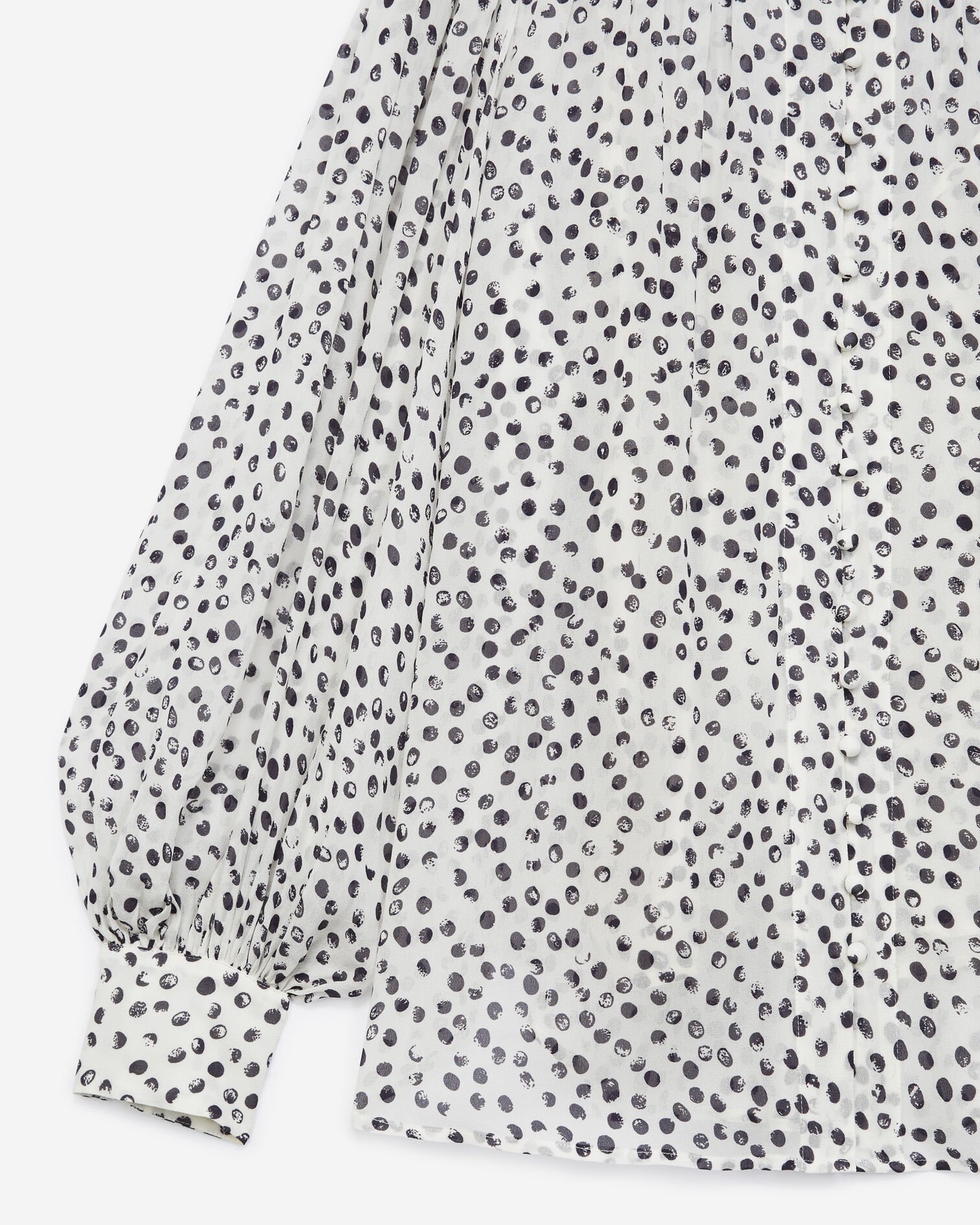 Top fluide blanc manches longues à pois, WHITE / NAVY, hi-res image number null