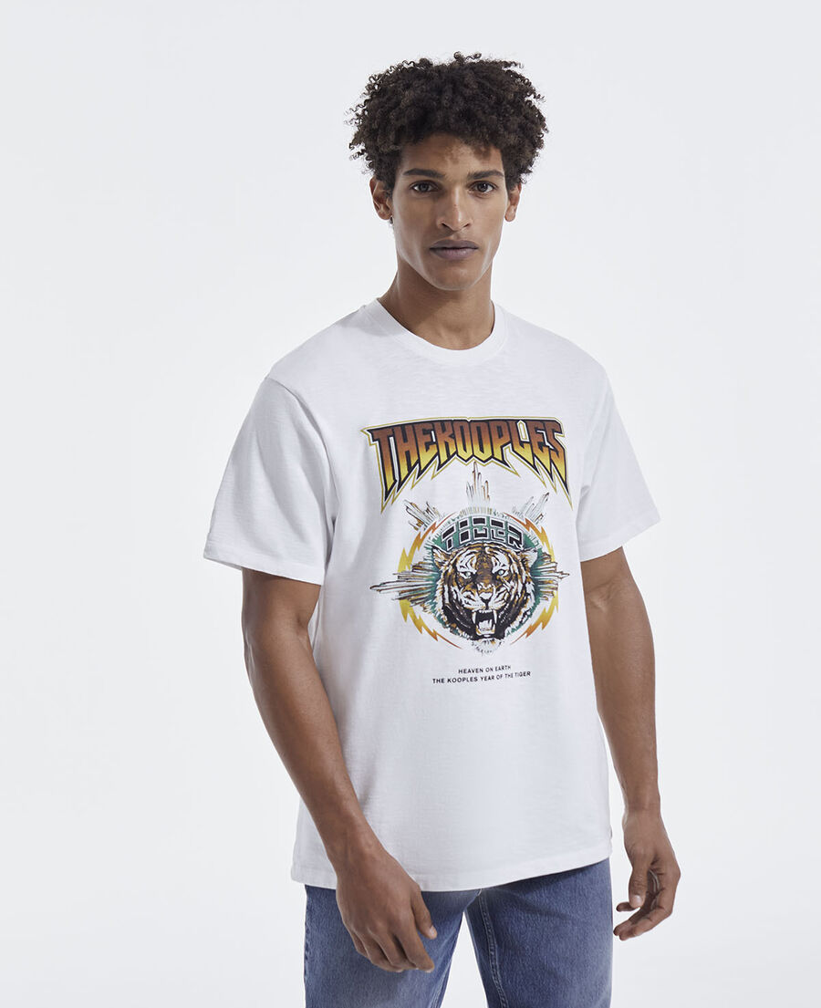 t-shirt tigre rock blanc