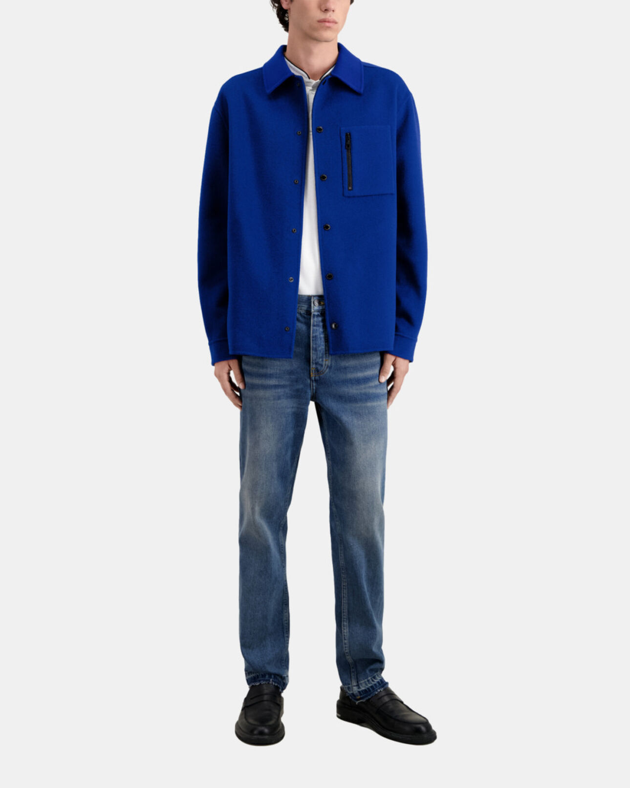 The Kooples HOMME ROYAL BLUE - DARK NAVY blouson type surchemise bleu en laine mélangée