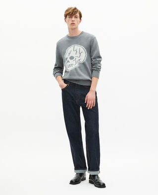 The Kooples MEN DARK GREY MELANGE light grey skull sweater