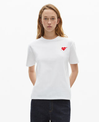 The Kooples WOMEN WHITE white t-shirt with heart flocking