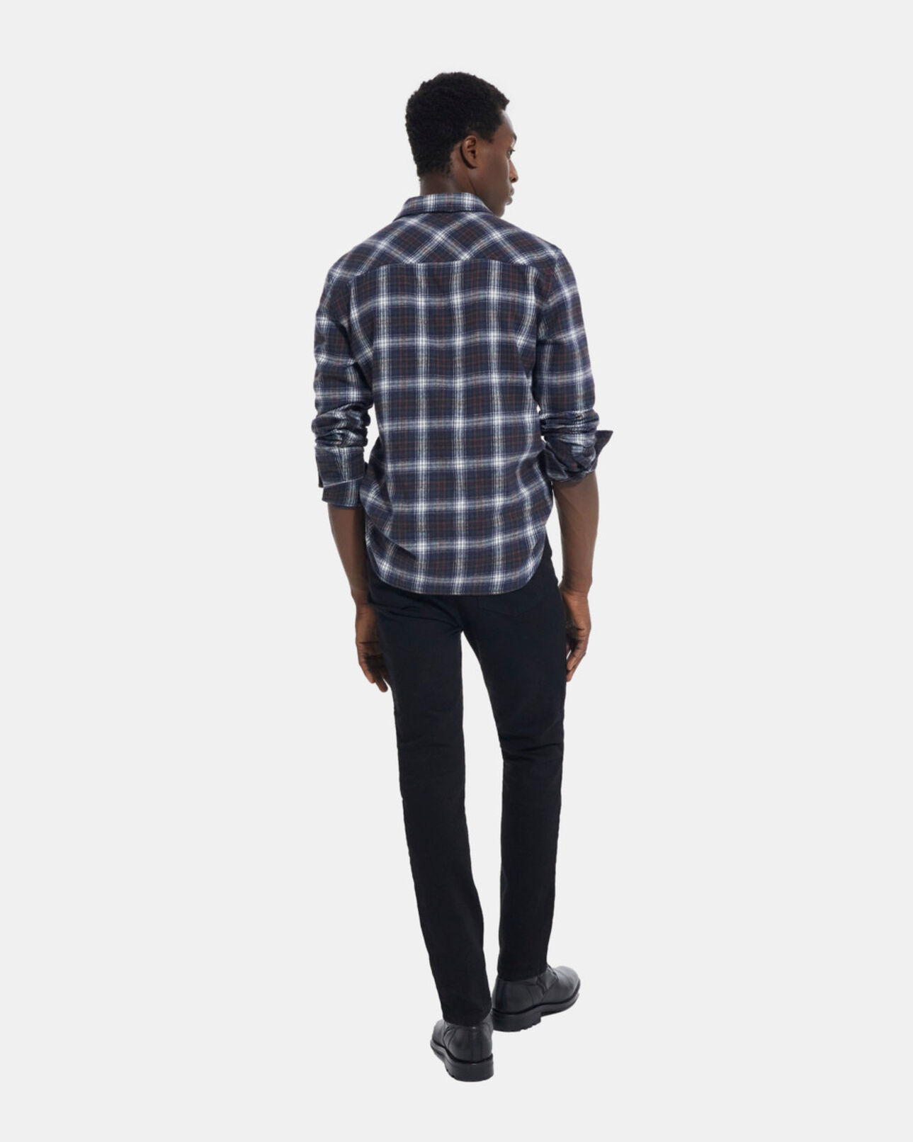 The Kooples MEN BOTTLE GREEN check shirt with classic collar