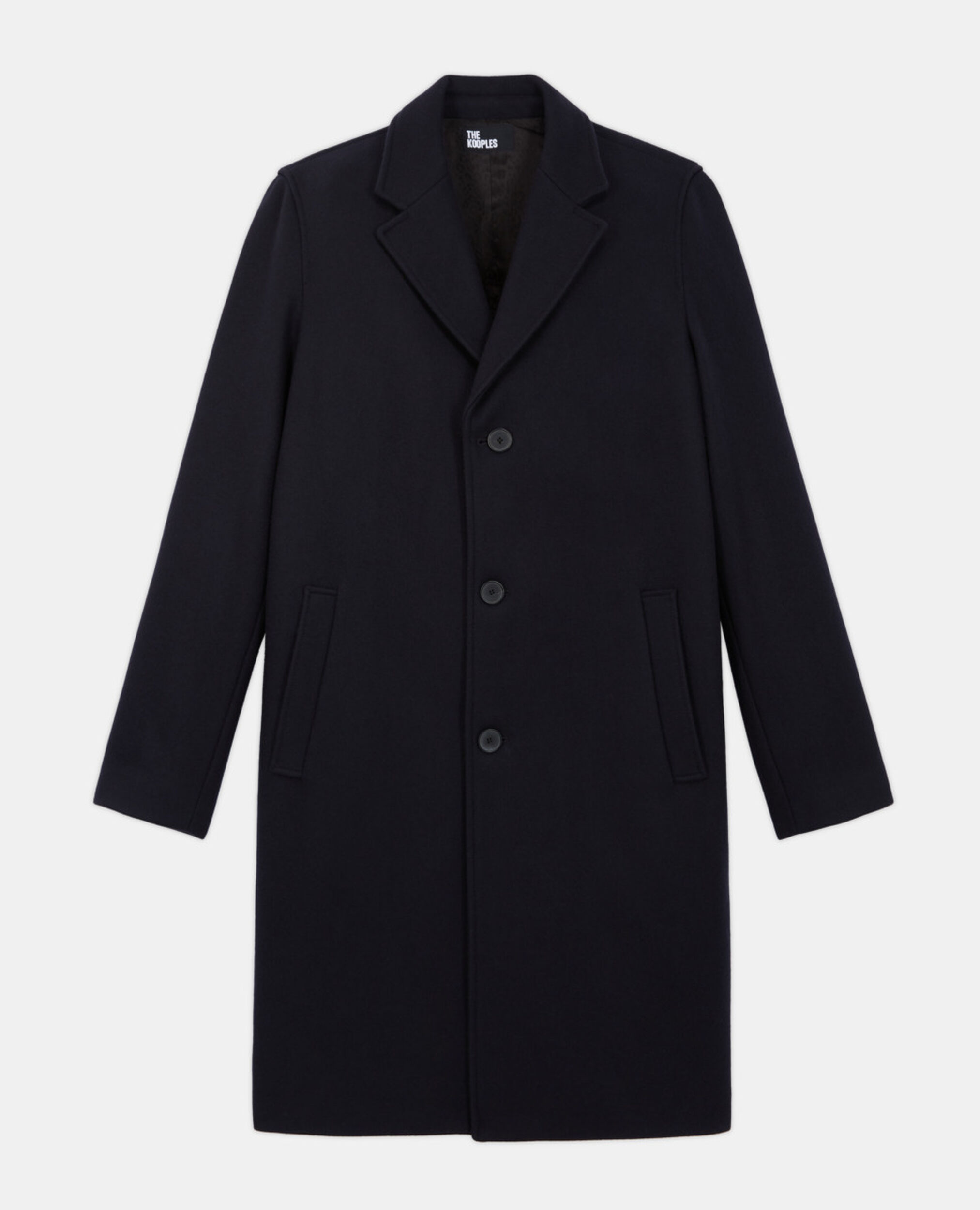 Long black wool coat, BLACK, hi-res image number null
