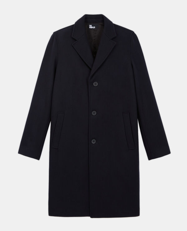 manteau long en laine noir