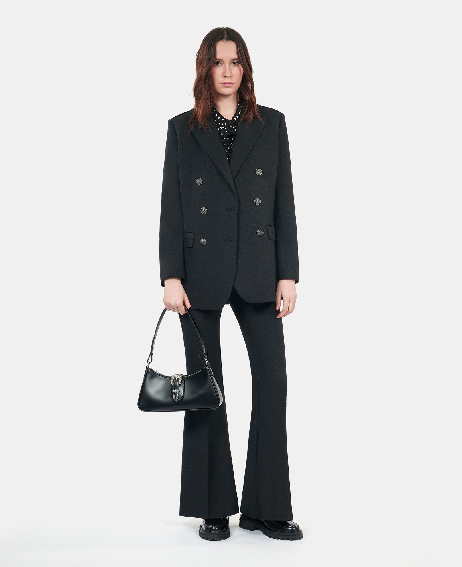 The Kooples DAMEN BLACK schwarze anzugjacke aus einer wollmischung