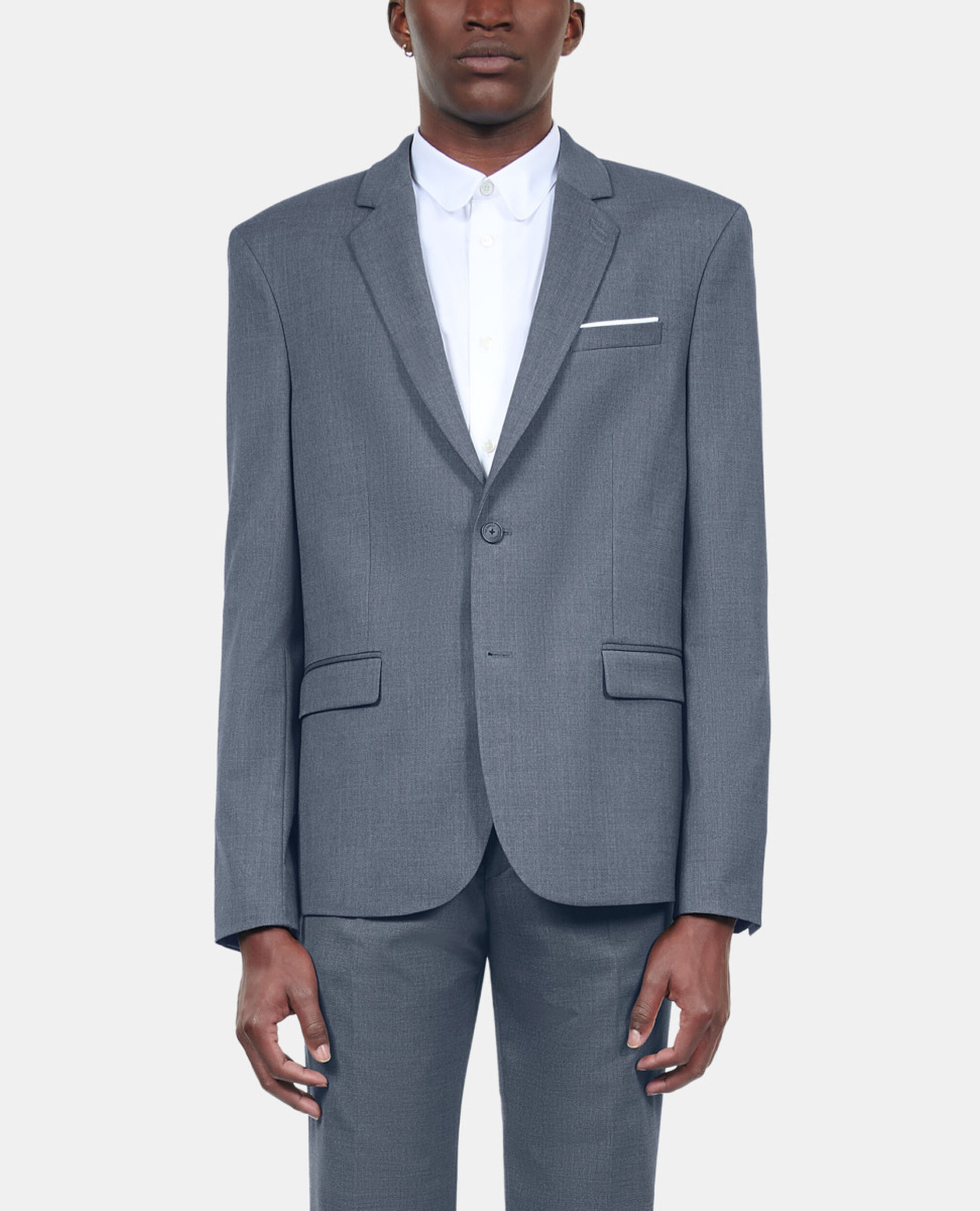 Blue wool suit jacket, BLUE, hi-res image number null