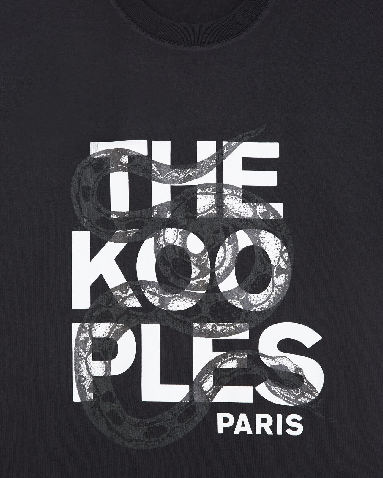 The Kooples MEN BLACK black t-shirt in cotton with snake logo