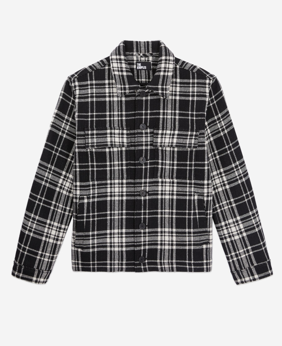 blouson type surchemise à carreaux en laine mélangée