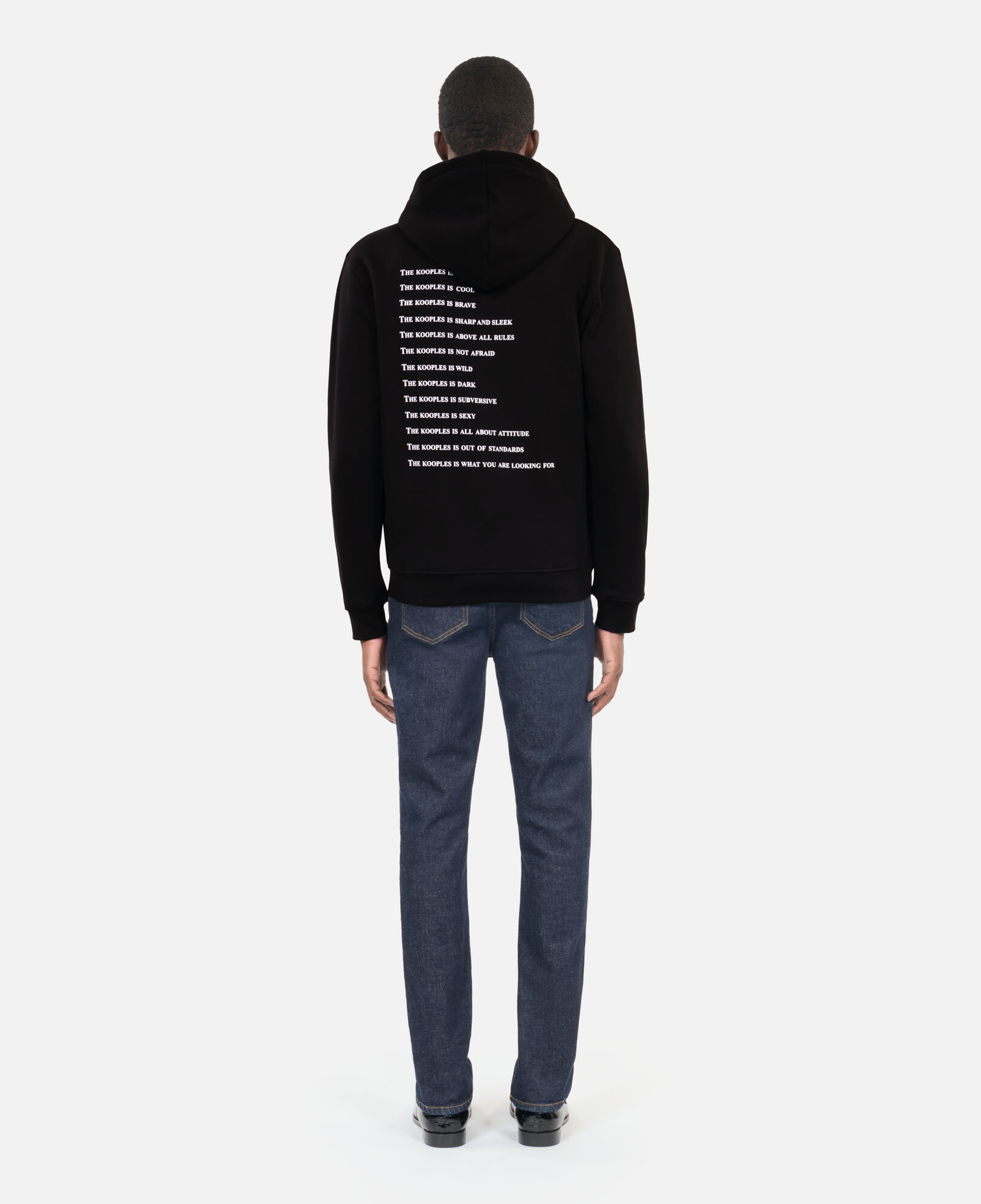 The Kooples HERREN BLACK herren schwarzes kapuzensweatshirt „what is“