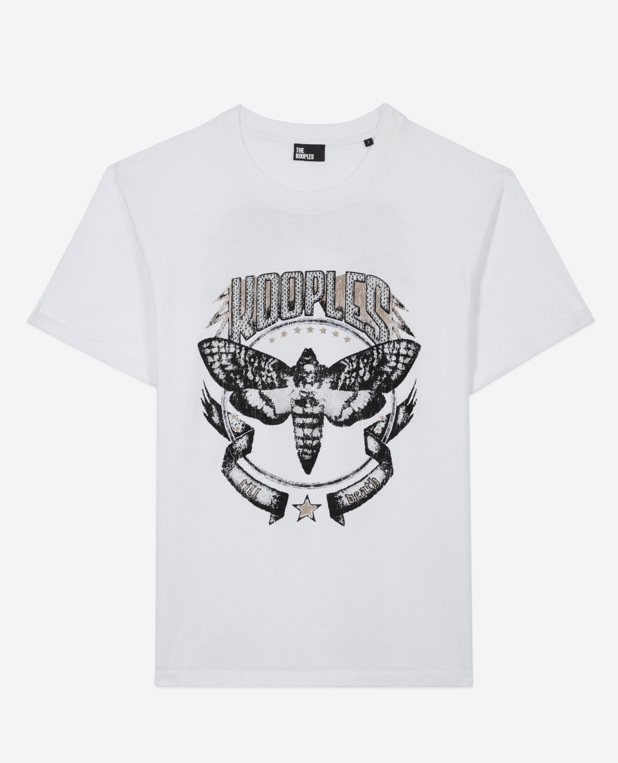 Weißes T-Shirt mit Butterfly-Siebdruck, WHITE, hi-res image number null