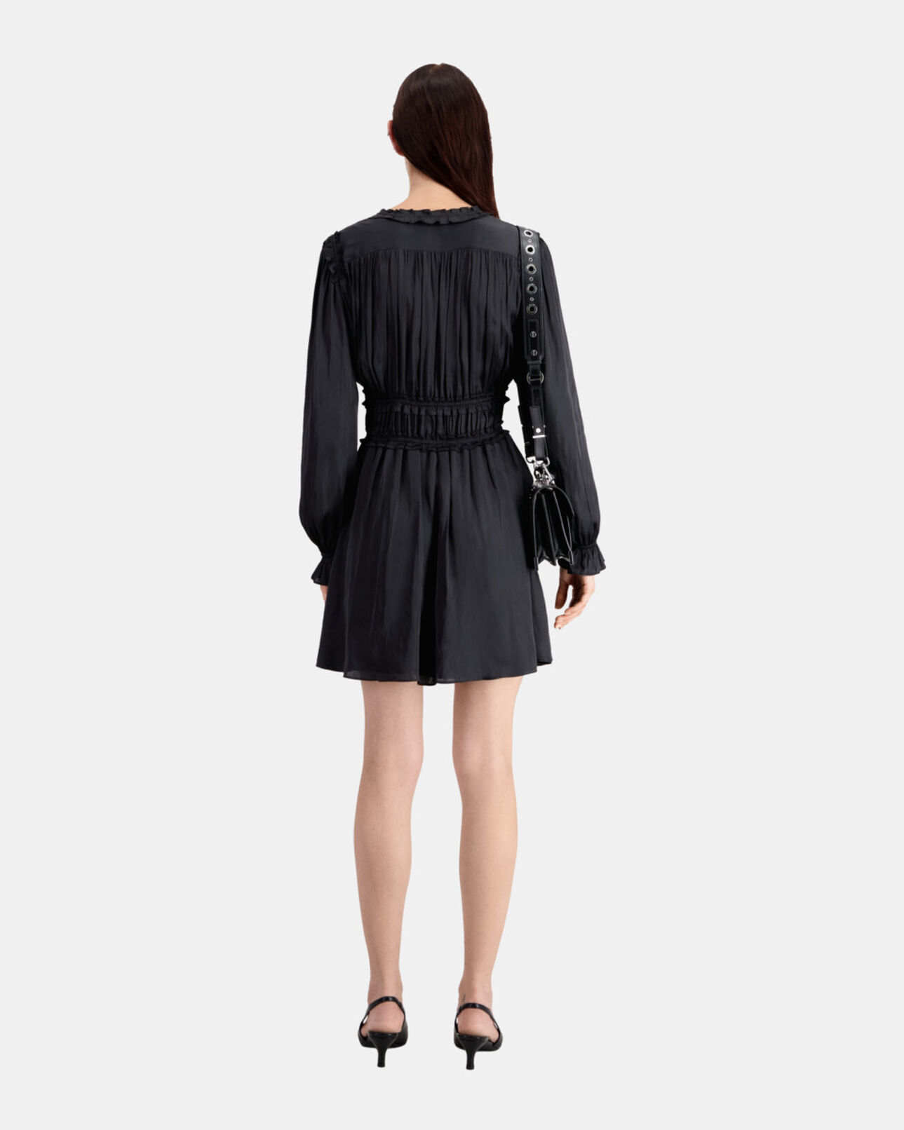 The Kooples DAMEN BLACK schwarzes kurzes kleid mit raffungen