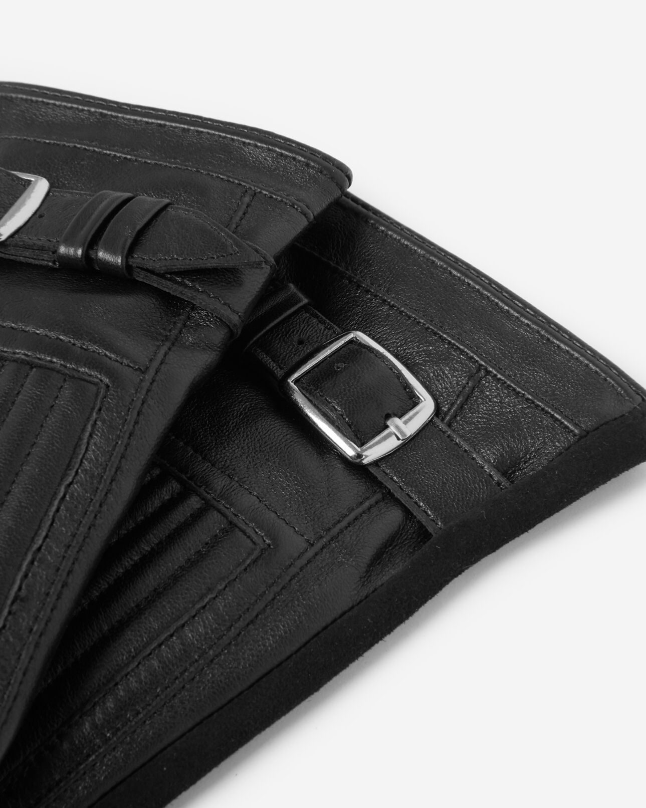 The Kooples DAMEN BLACK schwarze lederhandschuhe mit schnalle