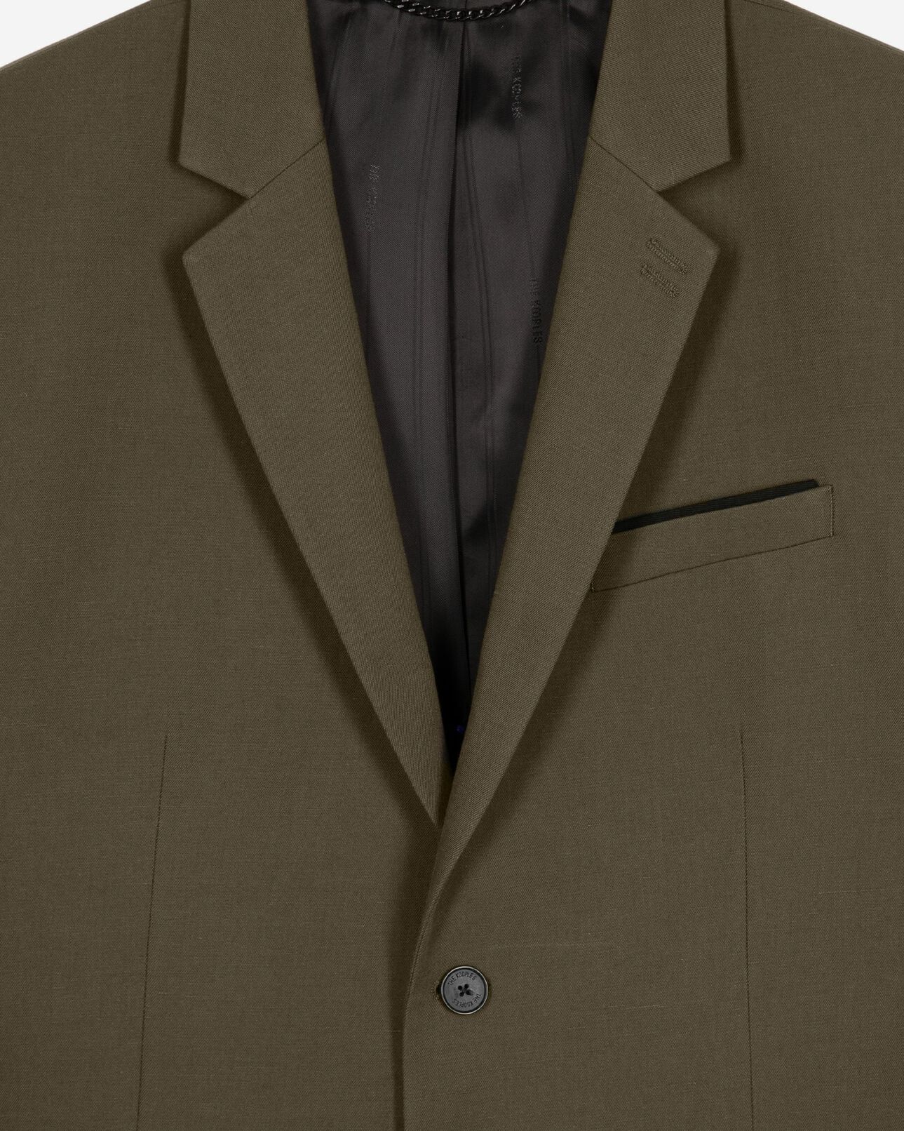 The Kooples MEN KAKI khaki cotton - linen suit jacket