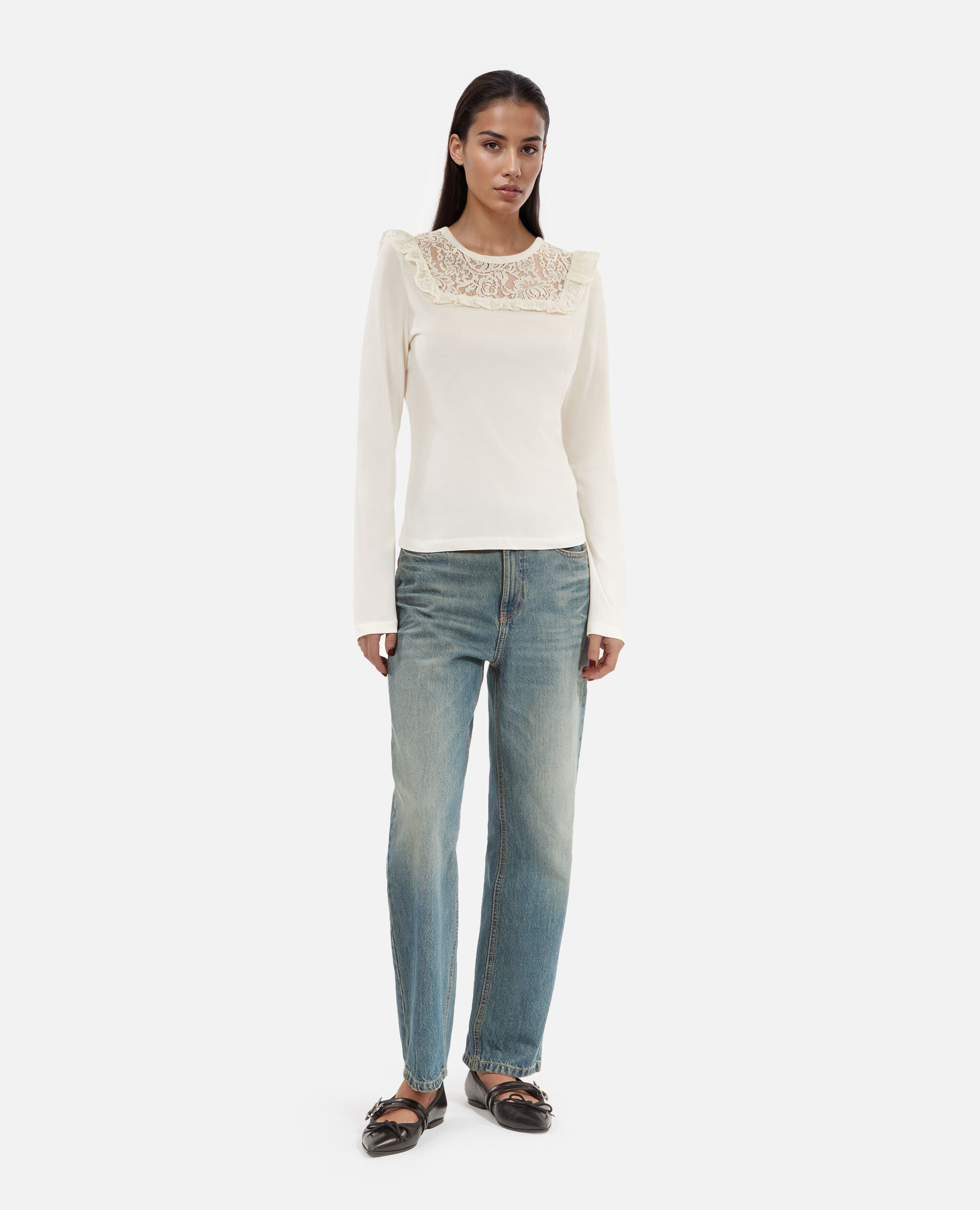 Long-sleeved white T-shirt, WHITE, hi-res image number null