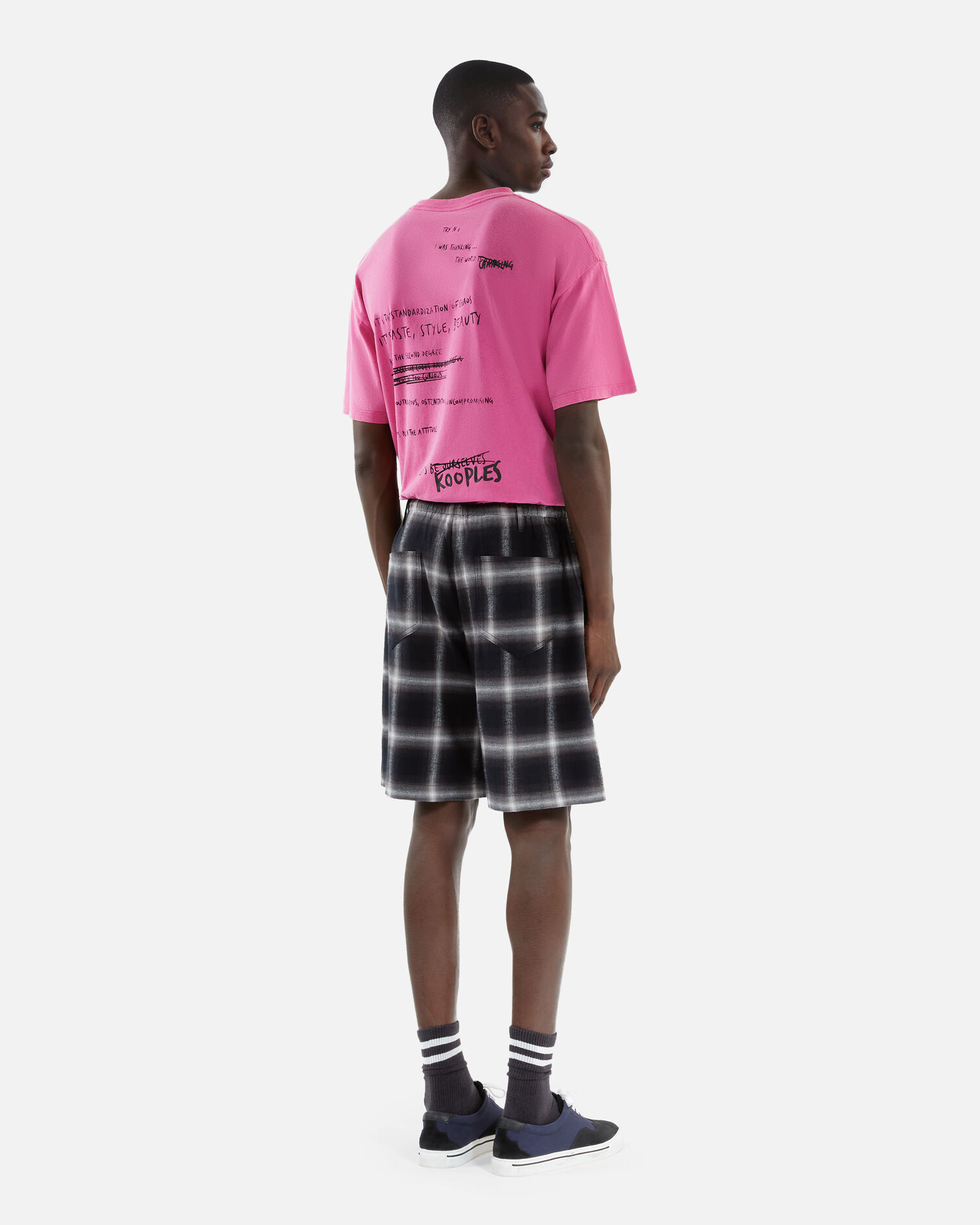 Black and white checked Bermuda shorts, BLACK GREY WHITE, hi-res image number null